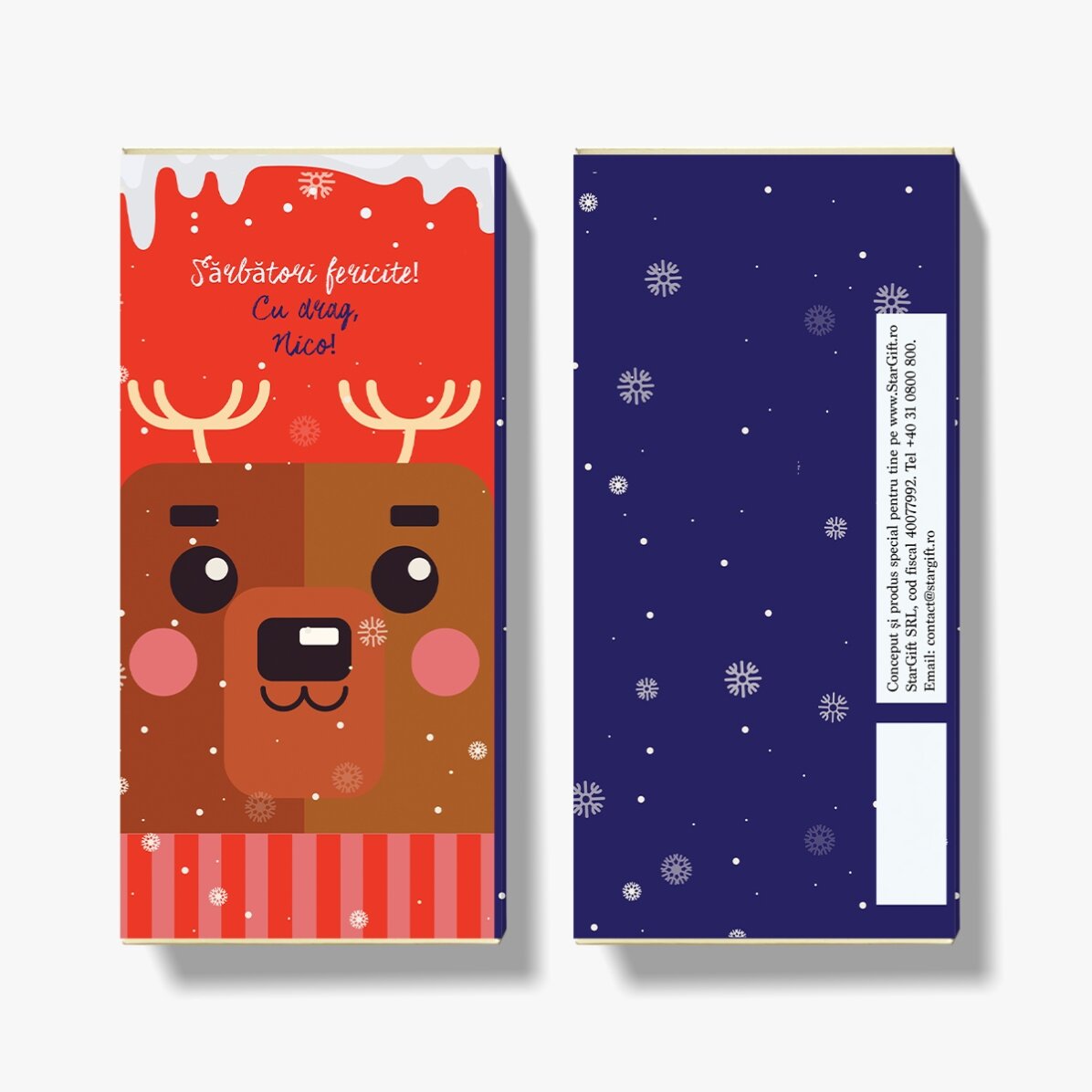 Cioccolato personalizzato con scritta natalizia - Rudolf