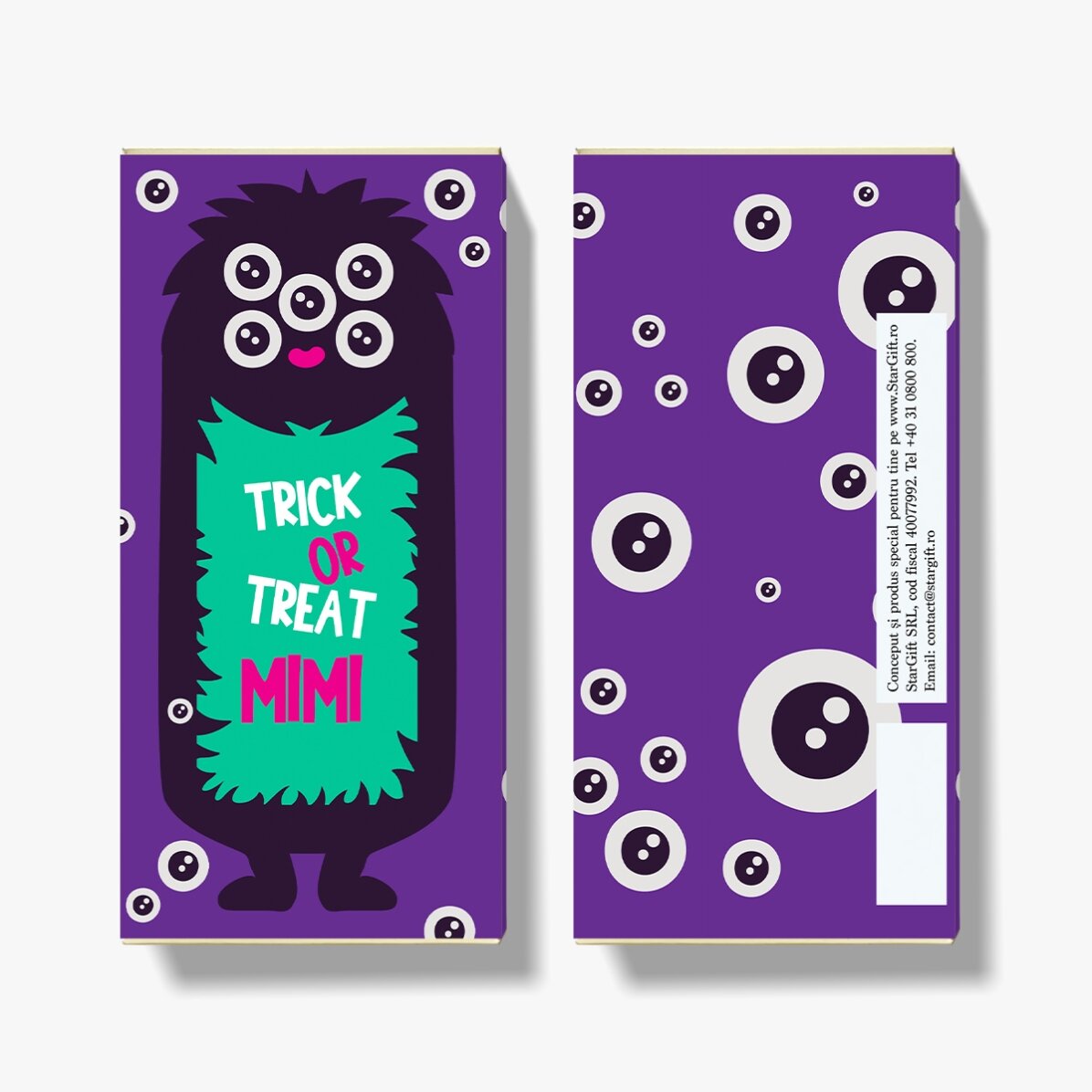 Cioccolato personalizzato con scritta per Halloween - Modello Mostro
