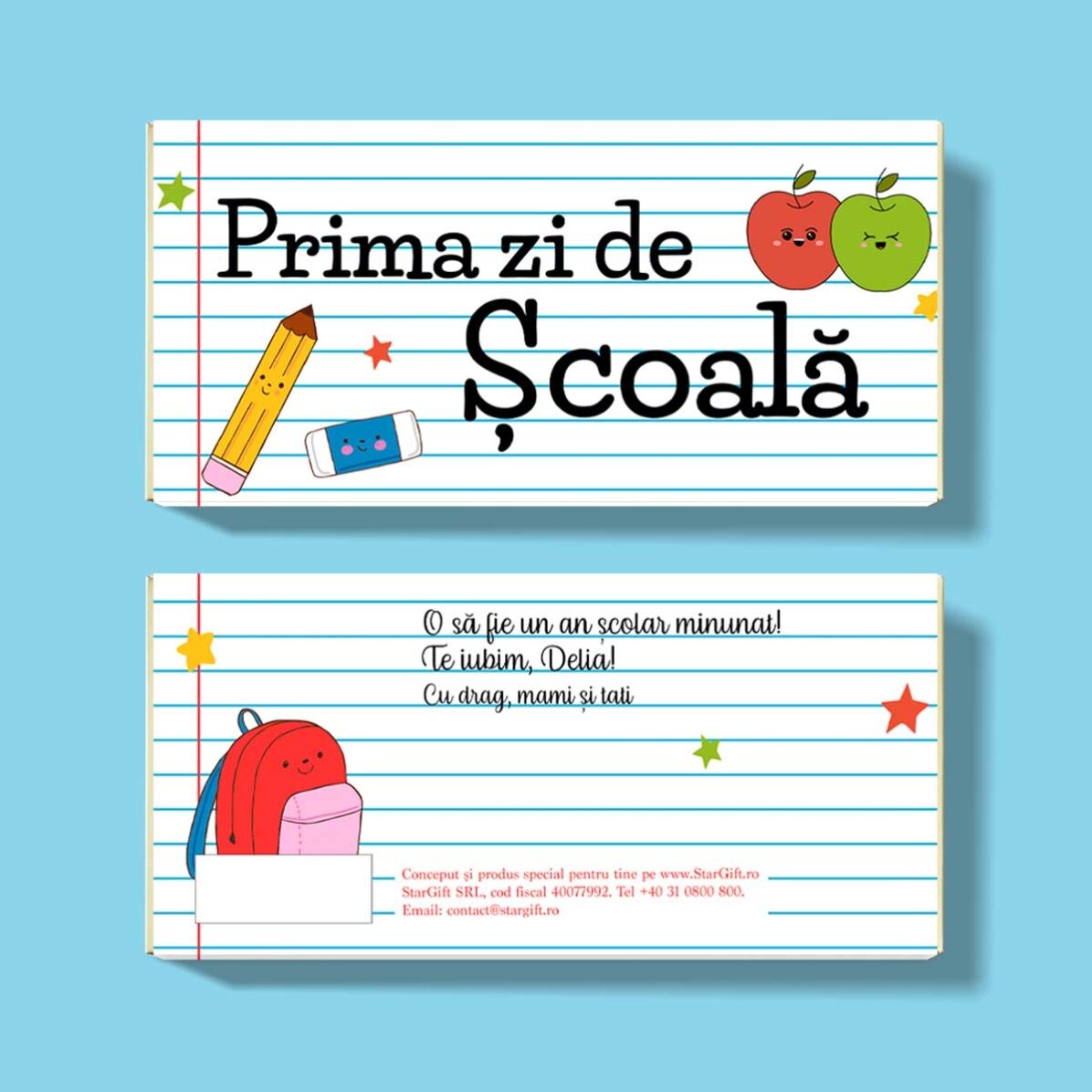 Cioccolato personalizzato con scritta - Primo giorno di scuola