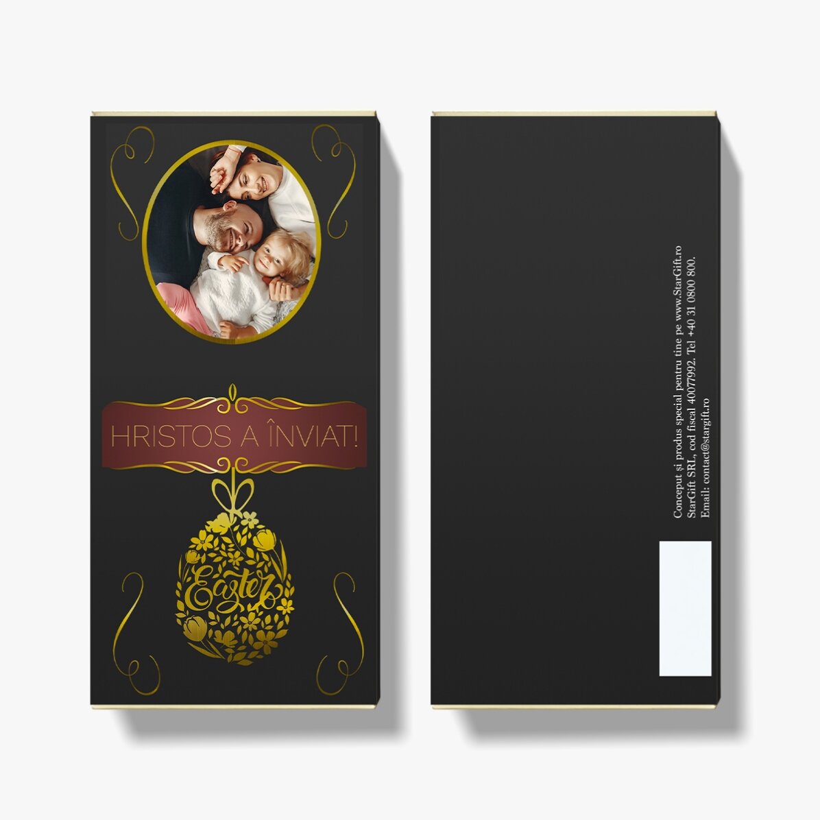 Cioccolato personalizzato con testo e foto per Pasqua