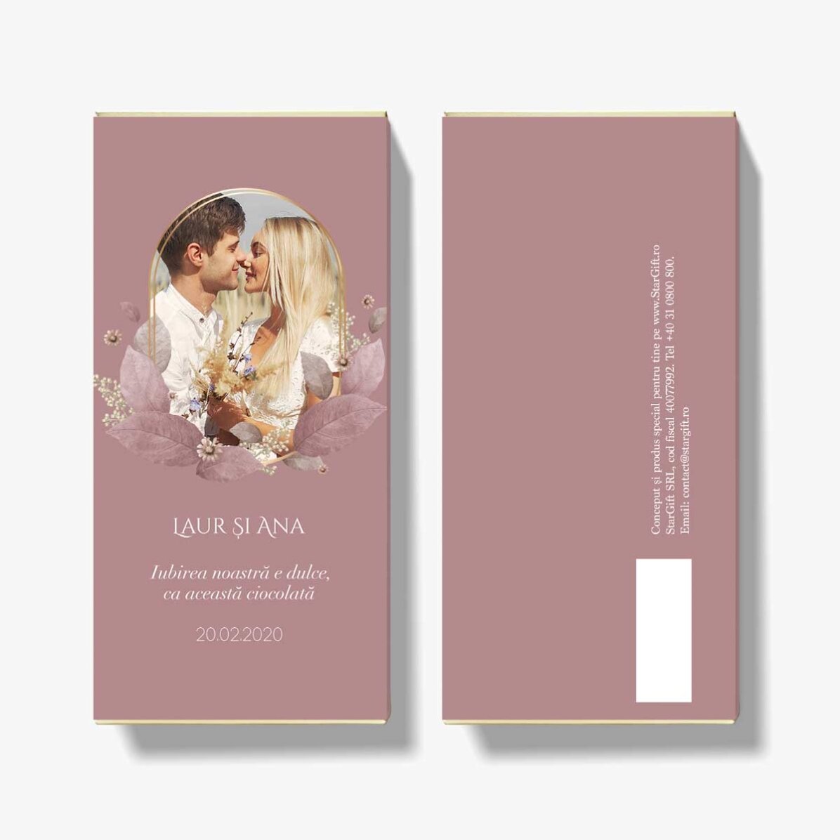 Cioccolato personalizzato con testo e foto - Floral