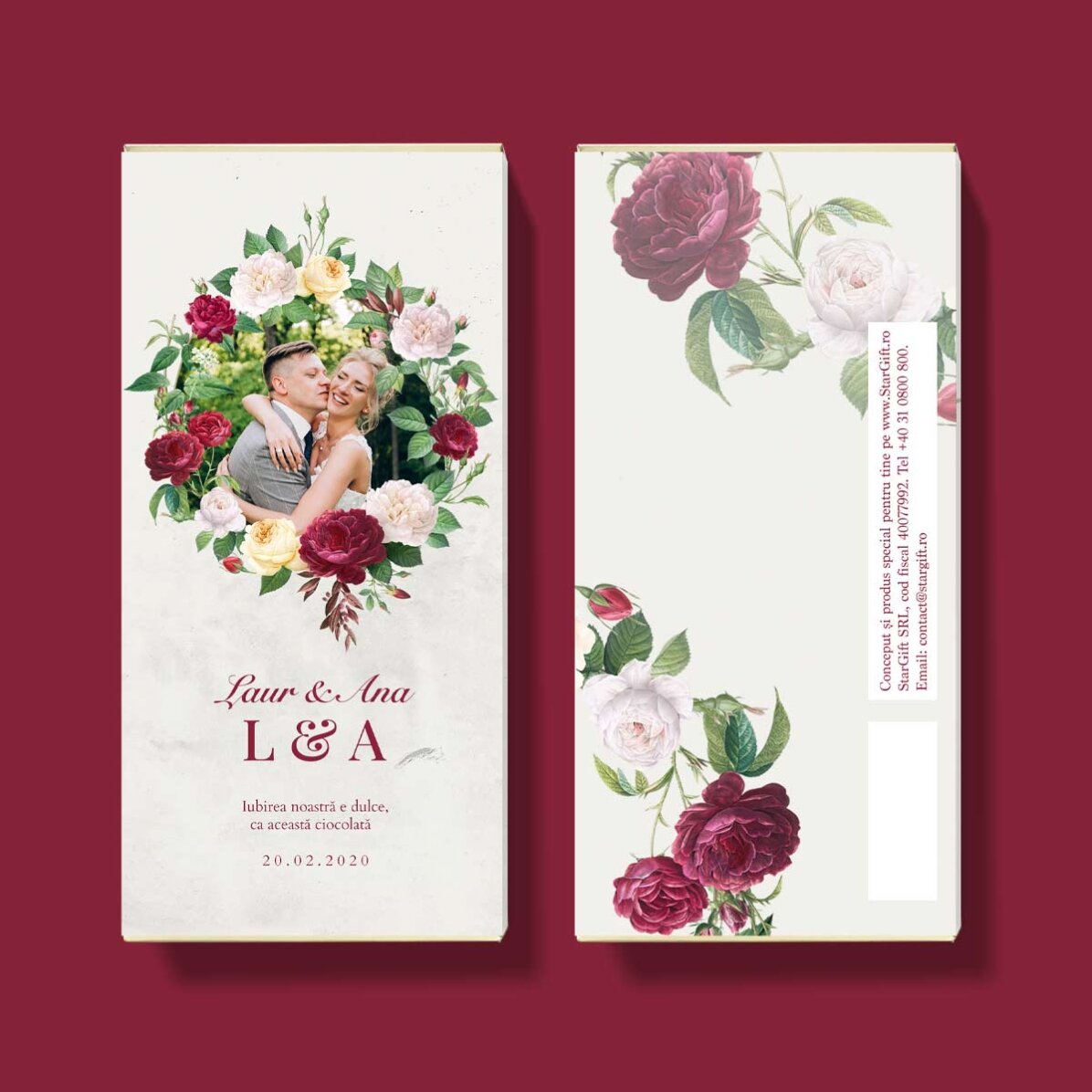 Cioccolato personalizzato con testo e foto - Fiori vintage