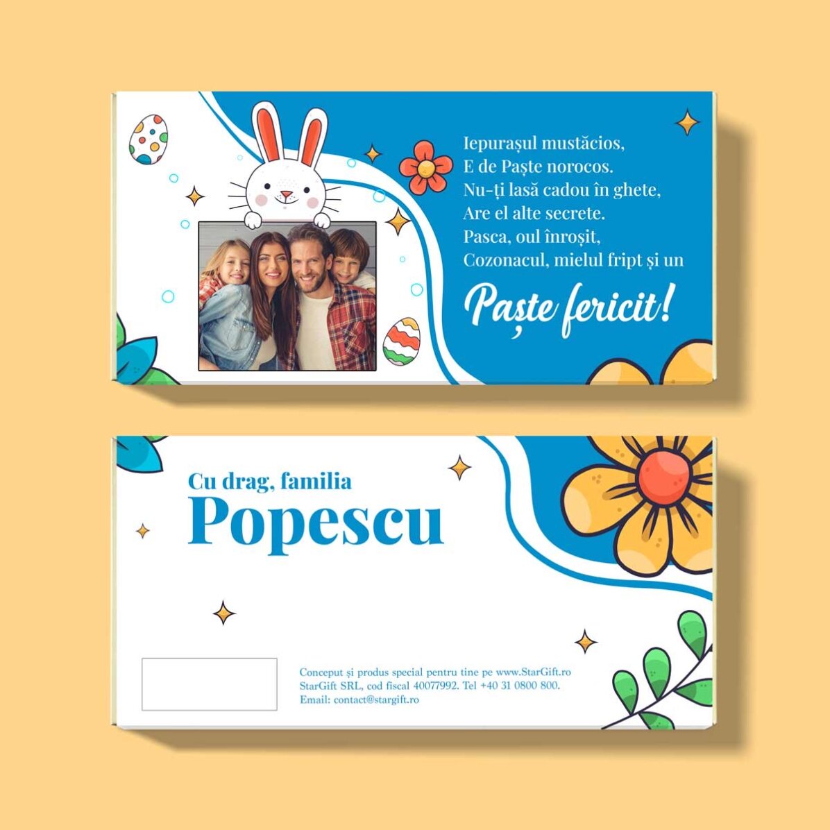 Cioccolato personalizzato con testo e foto - Buona Pasqua!