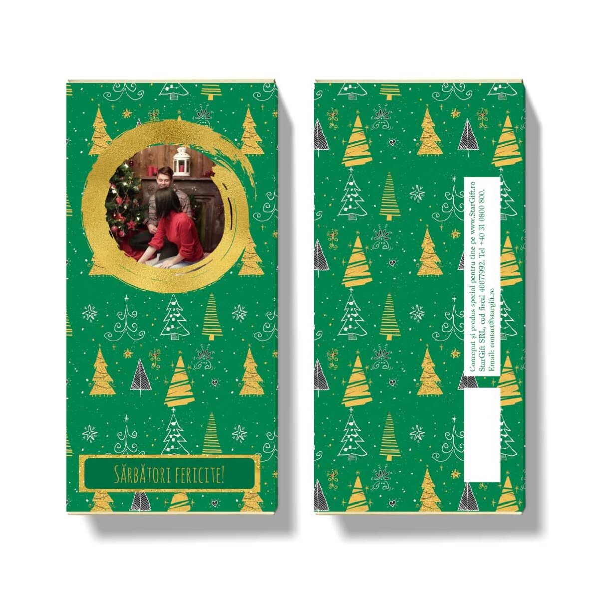 Personalised Christmas chocolate - Green Pattern