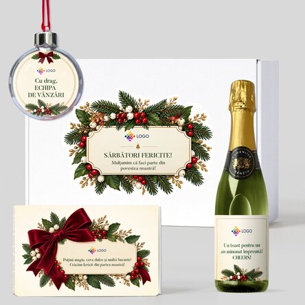 Confezione regalo - Christmas time con prodotti personalizzati con logo e messaggio