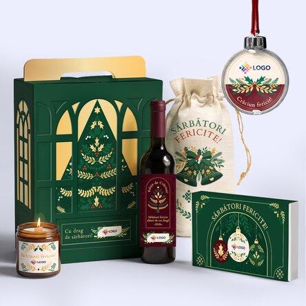 Confezione regalo - Edizione natalizia con prodotti personalizzati con logo e messaggio