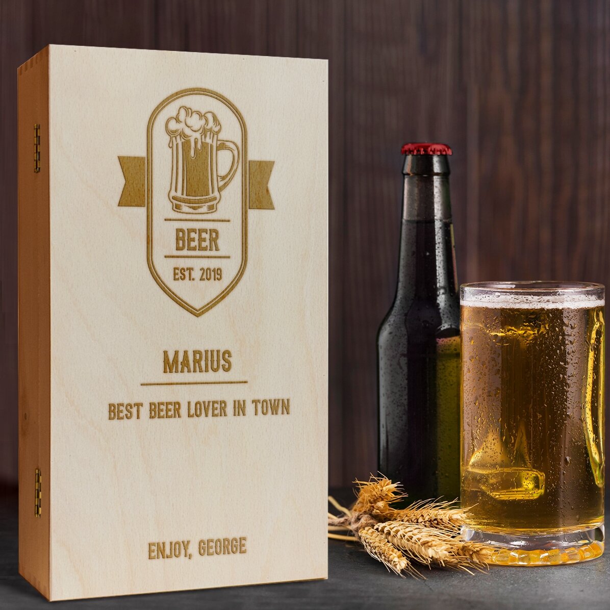 Scatola personalizzata per tre bottiglie di birra - Best Beer Drinker