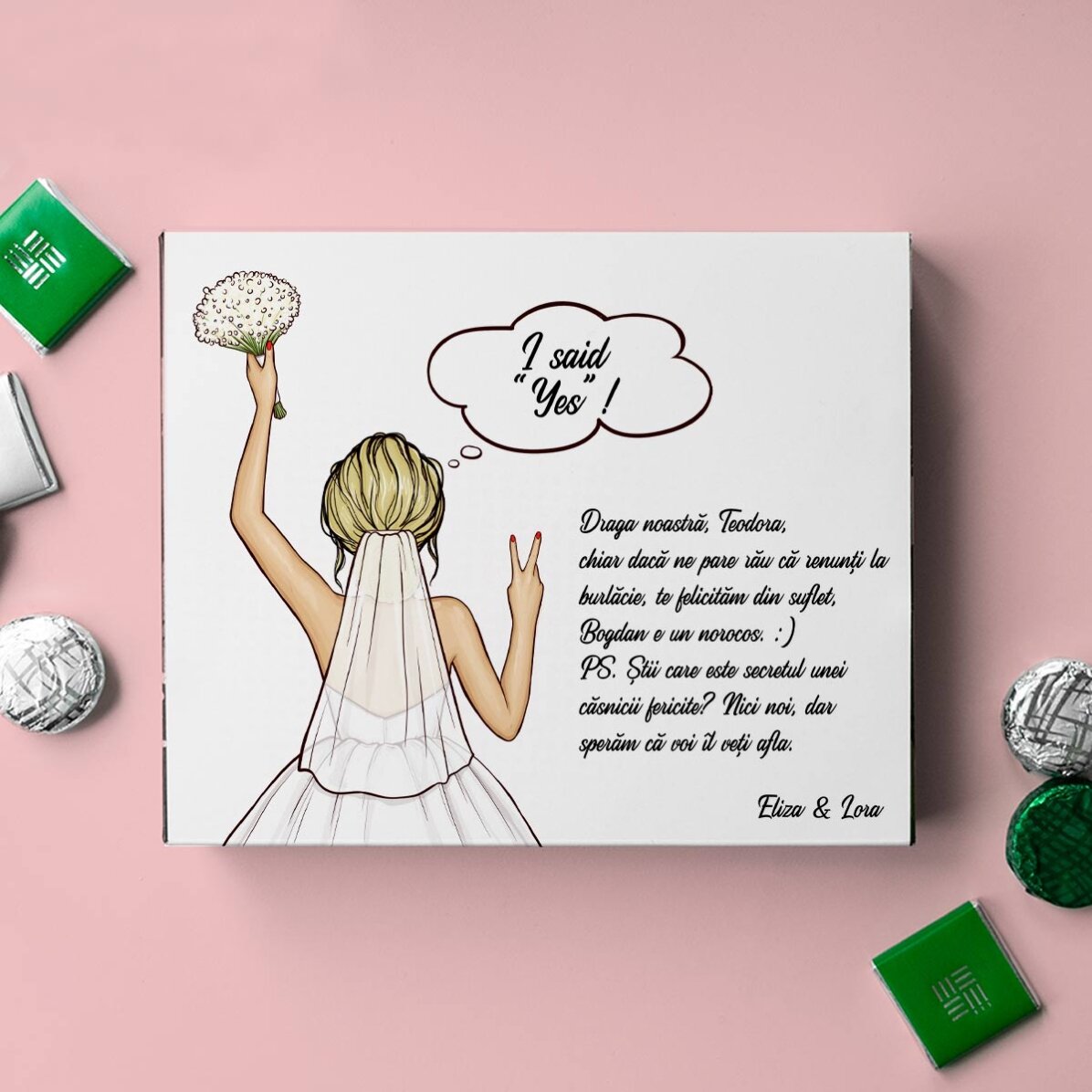 Scatola di cioccolatini personalizzata con messaggio - Futura sposa