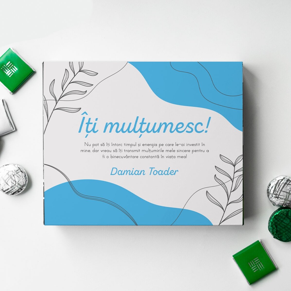 Scatola di cioccolatini personalizzata con messaggio di ringraziamento - Leaves
