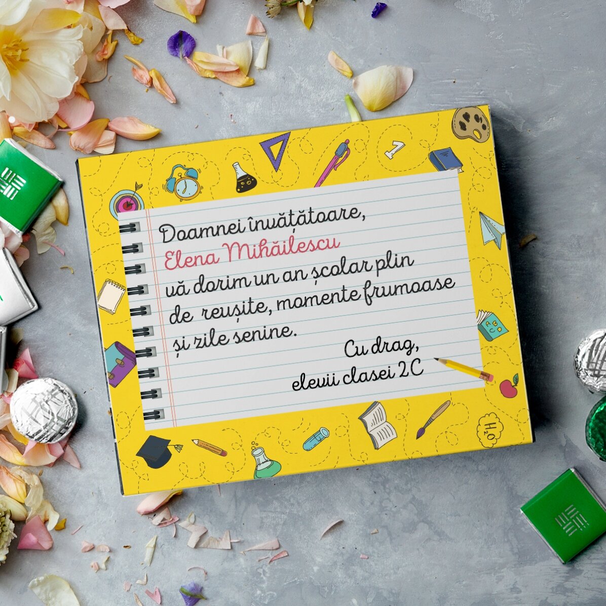 Scatola di cioccolatini personalizzata con un messaggio per l