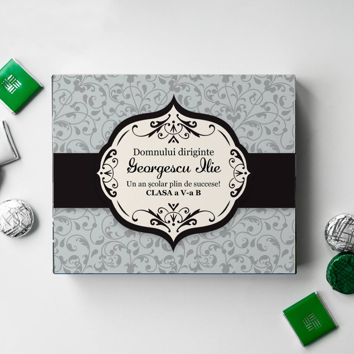 Scatola di caramelle personalizzata con un messaggio per gli insegnanti