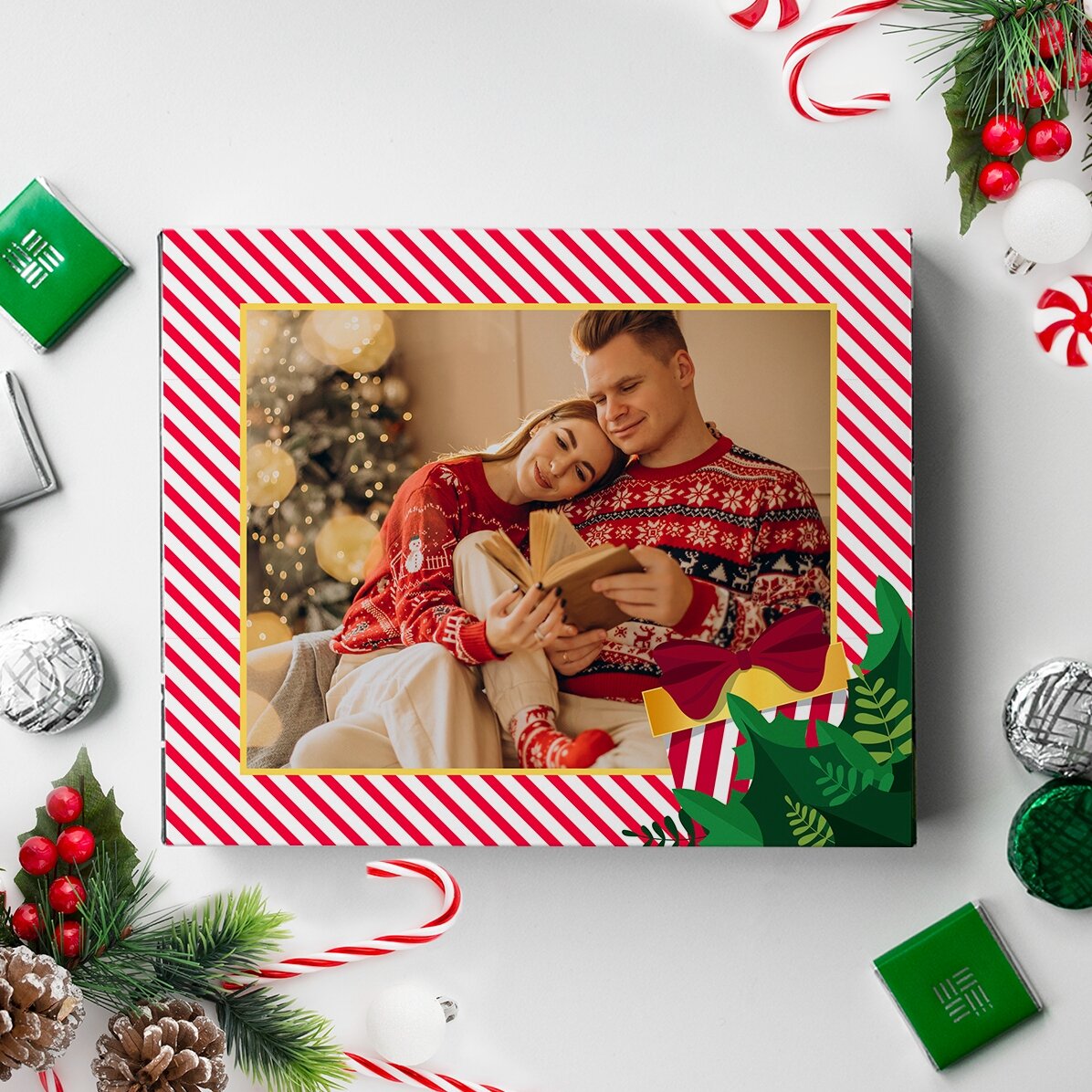Scatola di caramelle personalizzata con una foto - Stripes