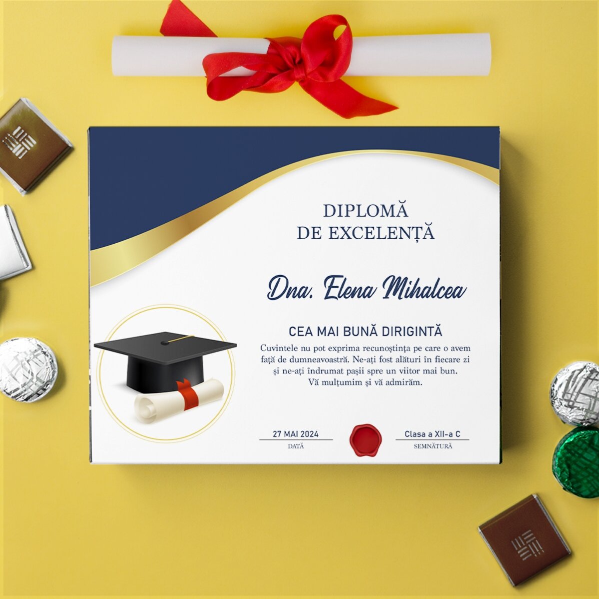 Scatola di caramelle personalizzata con dedica per gli insegnanti - Laurea