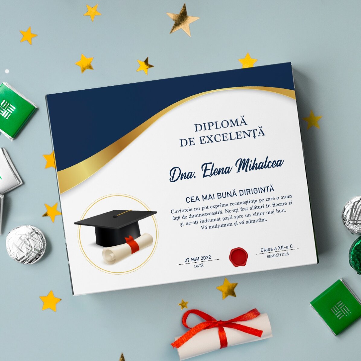 Scatola di caramelle personalizzata con dedica per gli insegnanti - Laurea