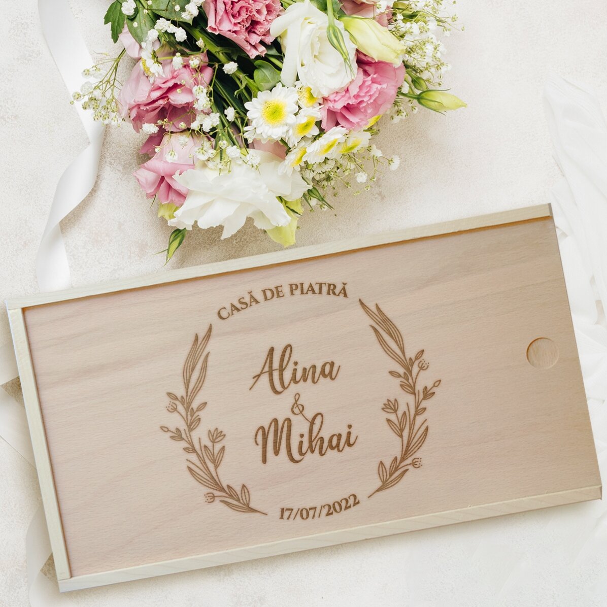 Scatola regalo personalizzata in legno con scritta - Con affetto