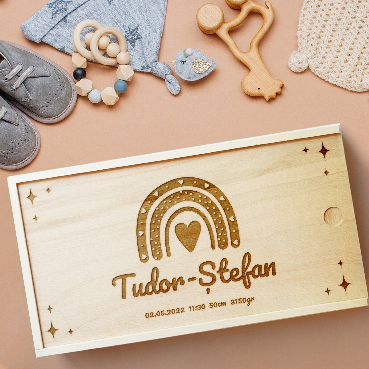 Scatola regalo personalizzata in legno con scritta - La scatola dei ricordi per i neonati