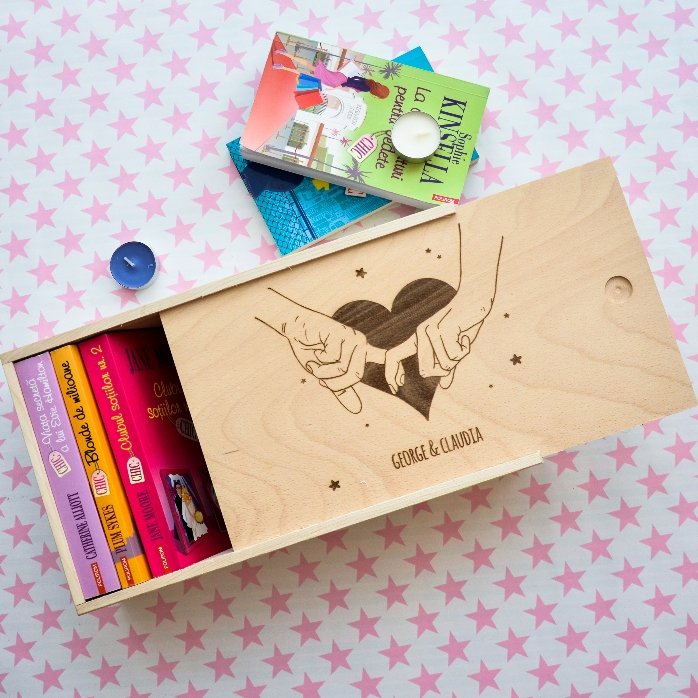 Scatola regalo personalizzata in legno - Una storia a due