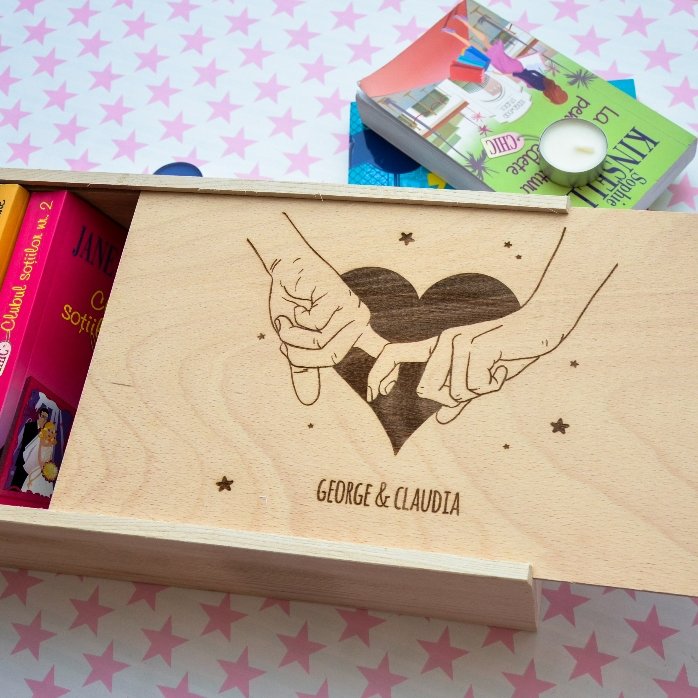 Scatola regalo personalizzata in legno - Una storia a due