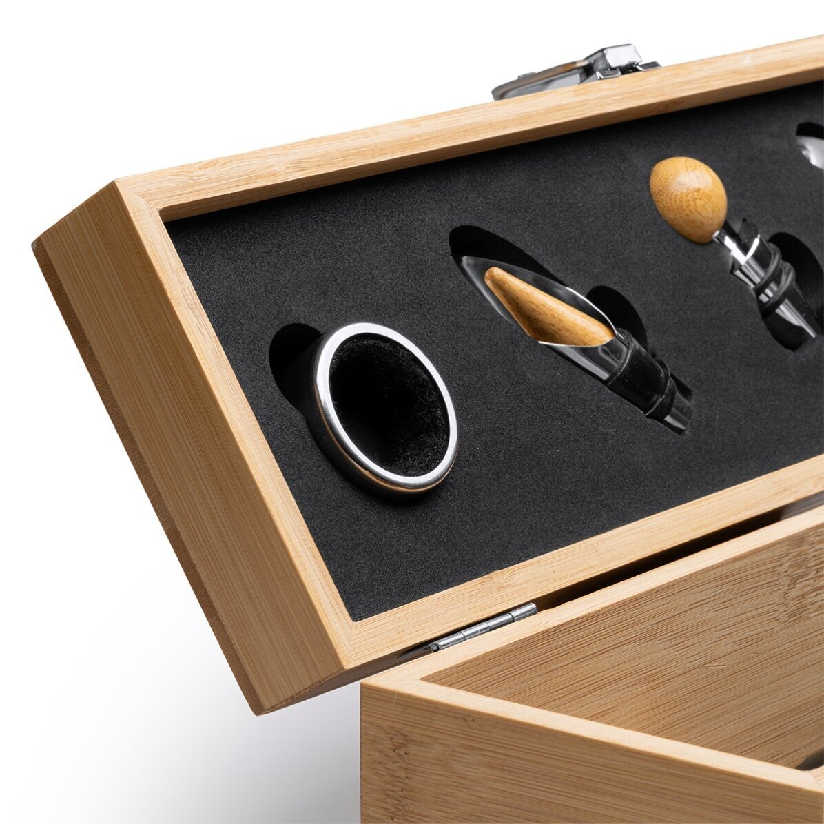 Scatola per vino in bambù con accessori, personalizzata con un messaggio - Regalo di compleanno