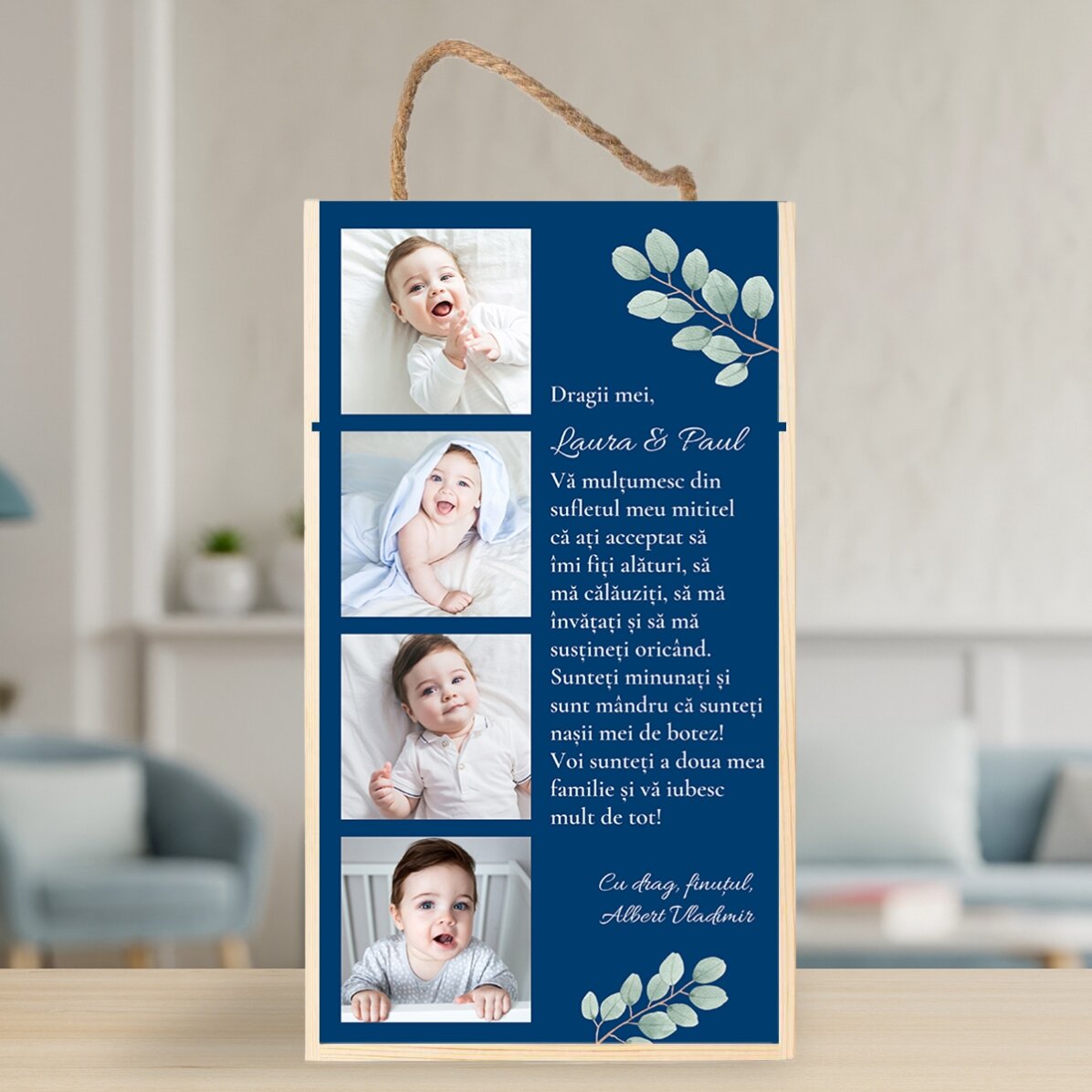 Scatola per vino da 2 bottiglie personalizzata con 4 foto e un messaggio