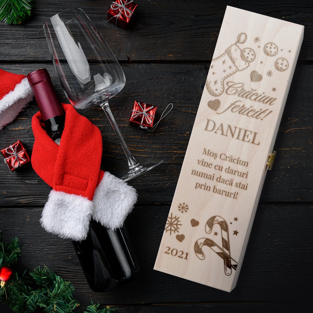 Scatola di vino personalizzata con messaggio per un amico / fidanzato - Buon Natale