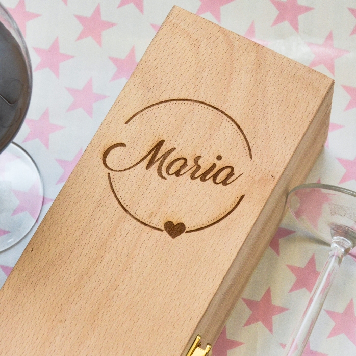 Scatola per vino personalizzata con nome e testo