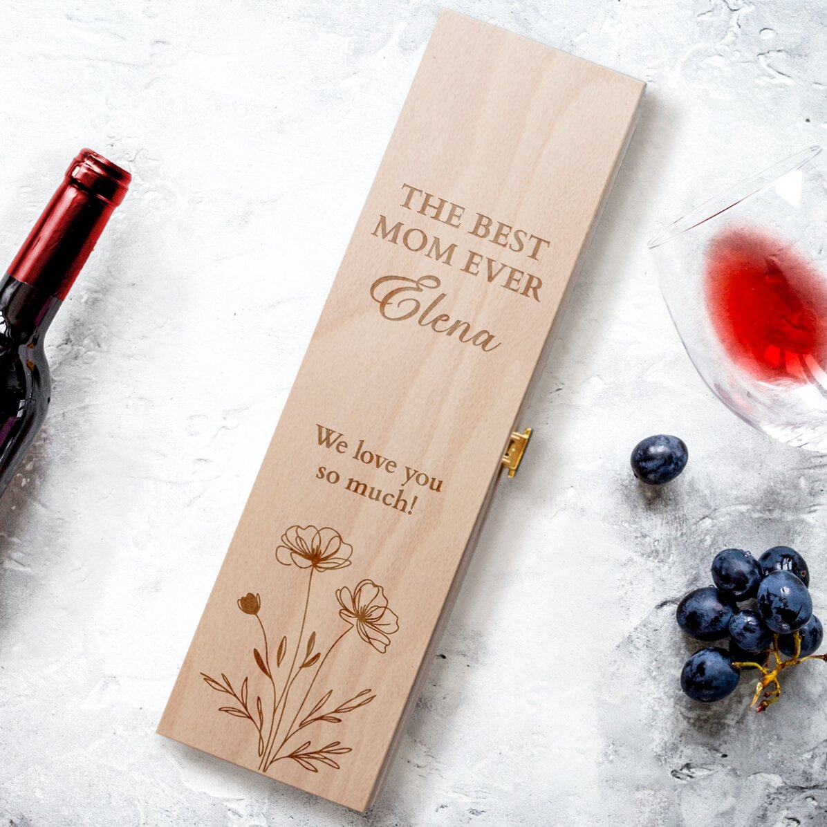 Scatola per vino personalizzata con una dedica per lei