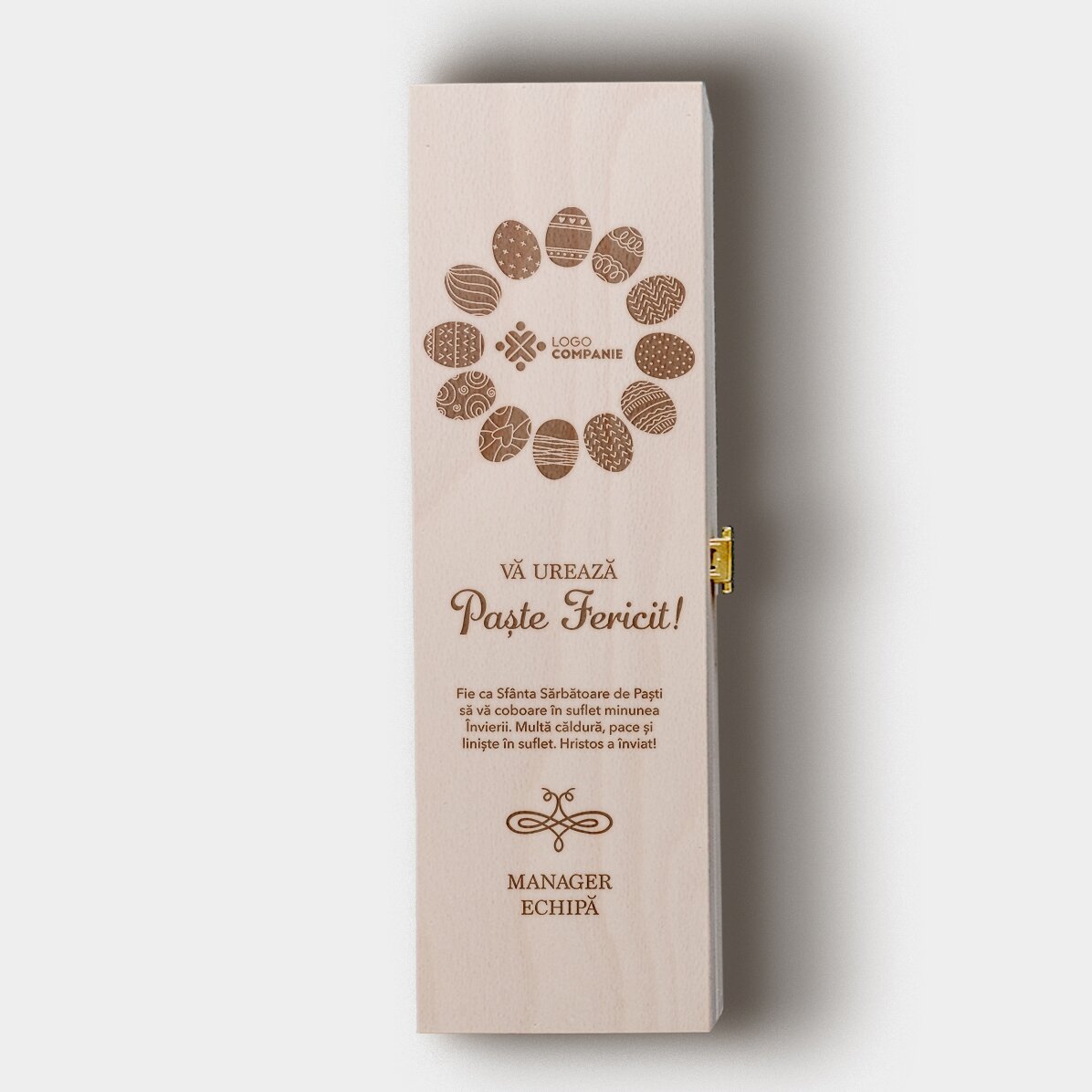 Scatola per vino personalizzata con testo e logo - Eggcellent Easter