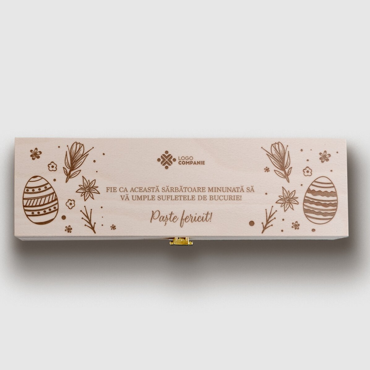 Scatola per vino personalizzata con testo e logo - Buona Pasqua