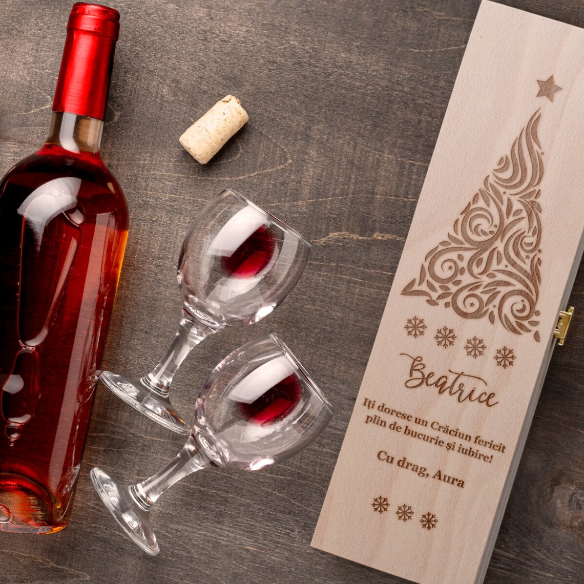 Scatola per vino personalizzata con testo - Auguri di Natale