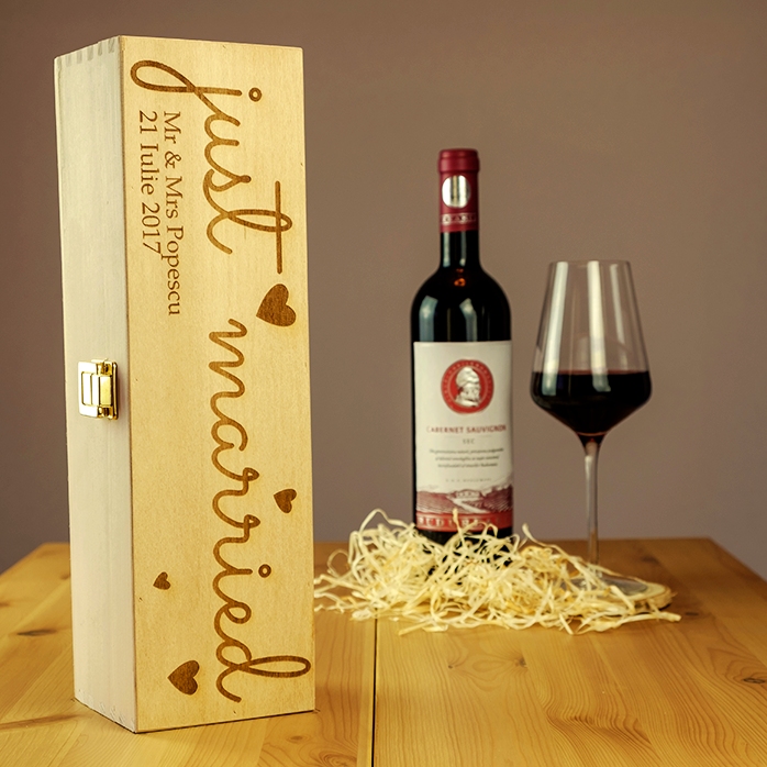 Scatola per vino personalizzata - "Just Married"