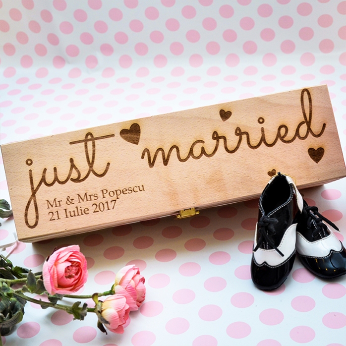 Scatola per vino personalizzata - "Just Married"