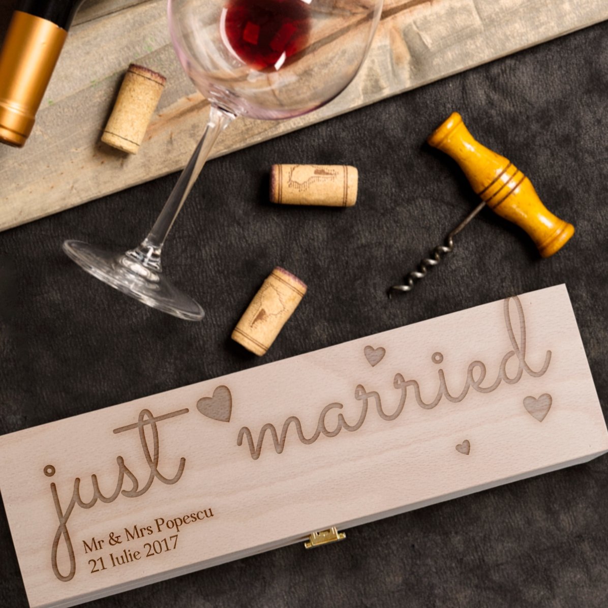 Scatola per vino personalizzata - "Just Married"