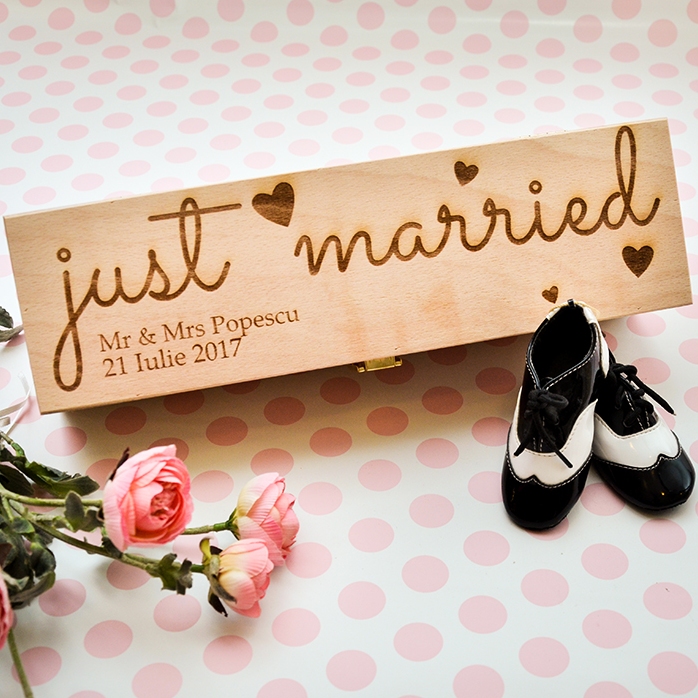 Scatola per vino personalizzata - "Just Married"