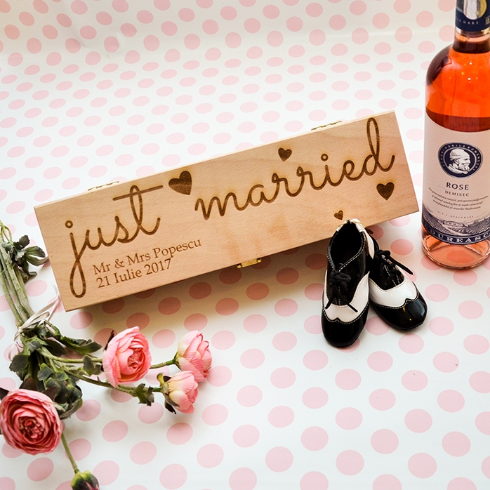 Scatola per vino personalizzata - "Just Married"