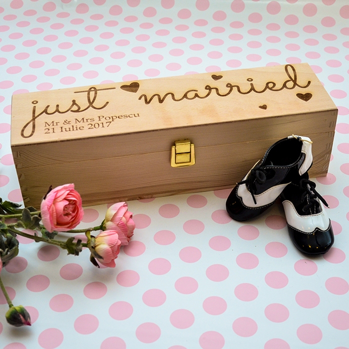 Scatola per vino personalizzata - "Just Married"