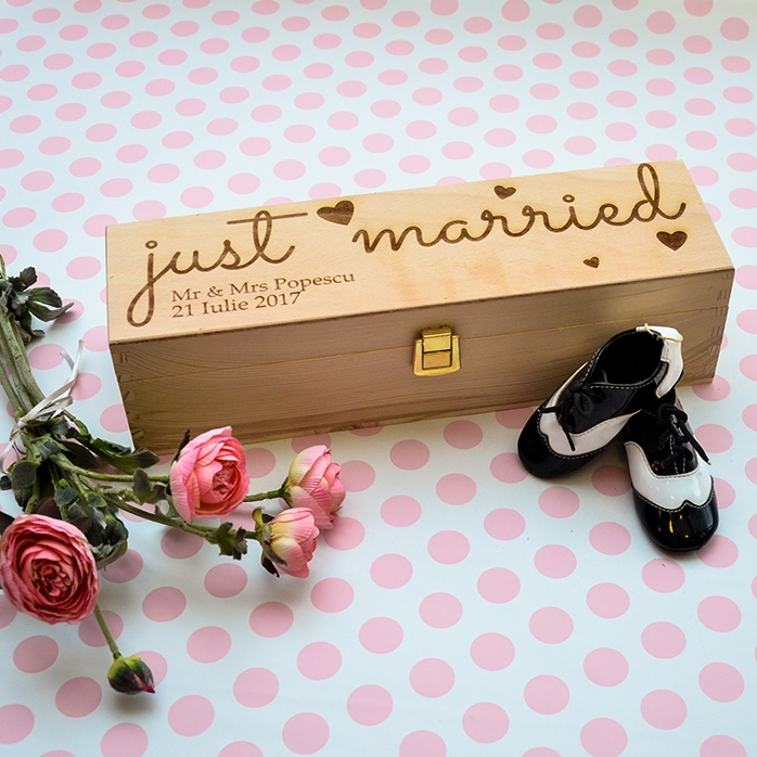 Scatola per vino personalizzata - "Just Married"