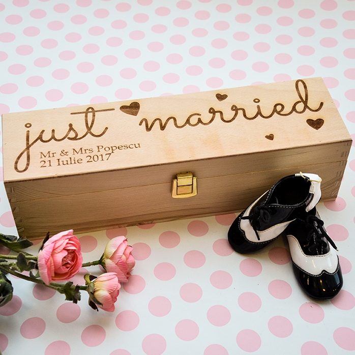 Scatola per vino personalizzata - "Just Married"