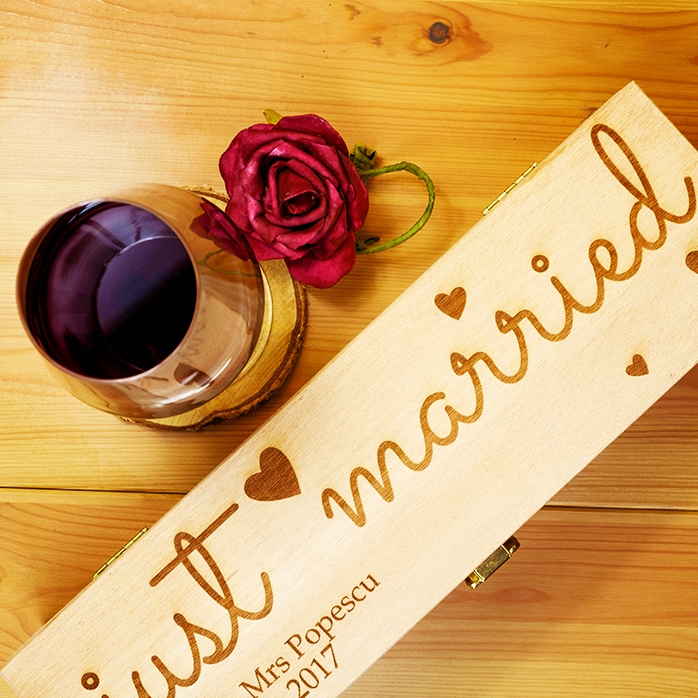 Scatola per vino personalizzata - "Just Married"