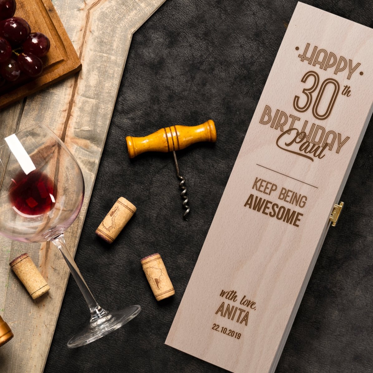 Scatola di vino personalizzata - Messaggio di compleanno
