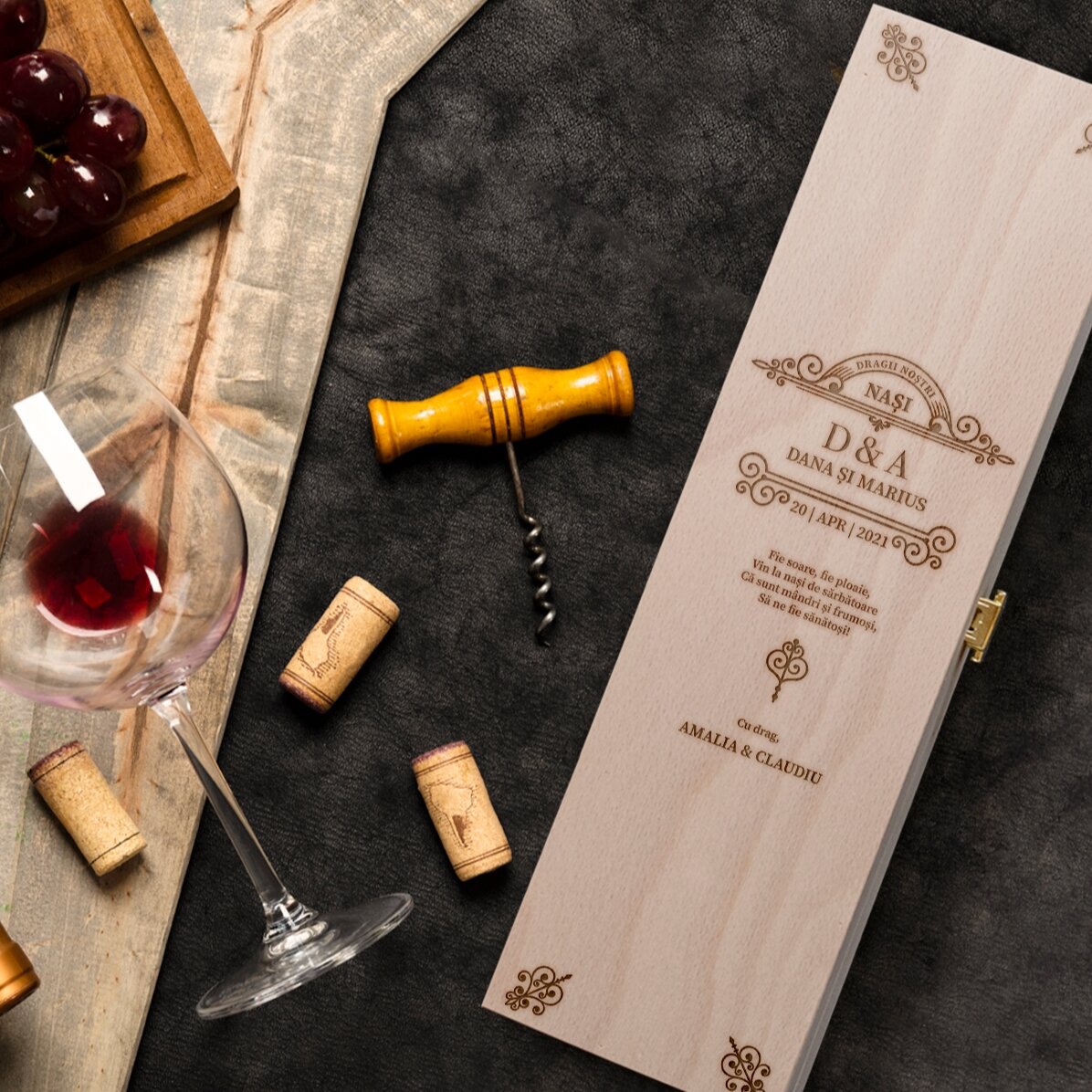 Scatola di vino personalizzata - Messaggio per i padrini