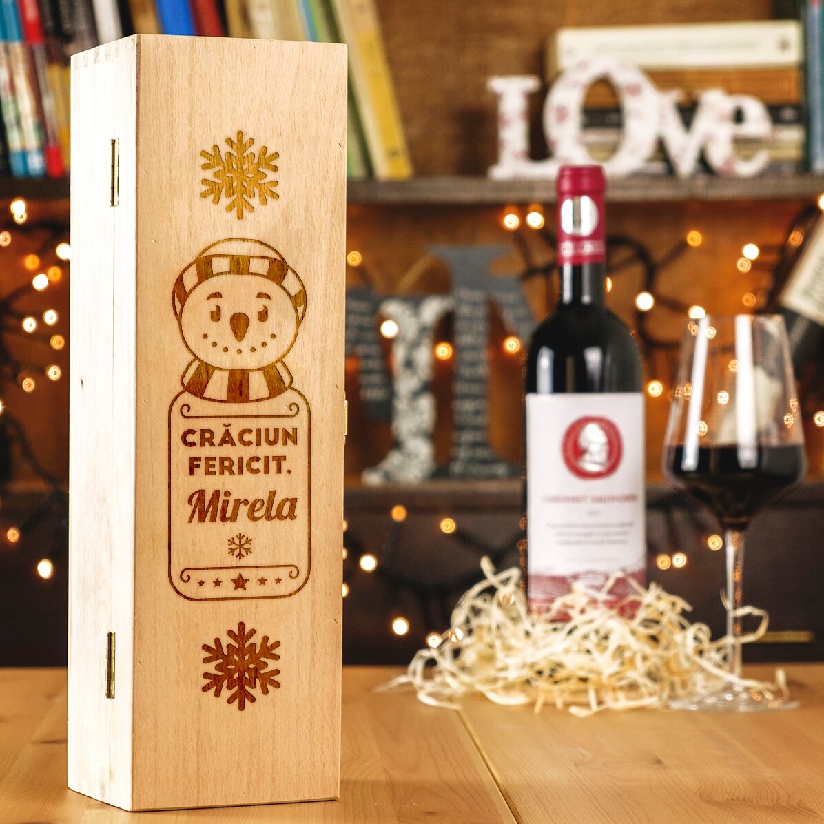 Scatola per vino personalizzata - Pupazzo di neve