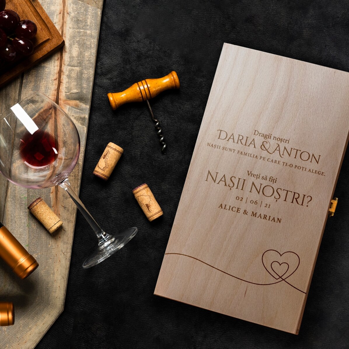 Confezione personalizzata per due bottiglie di vino - Richiesta per i padrini