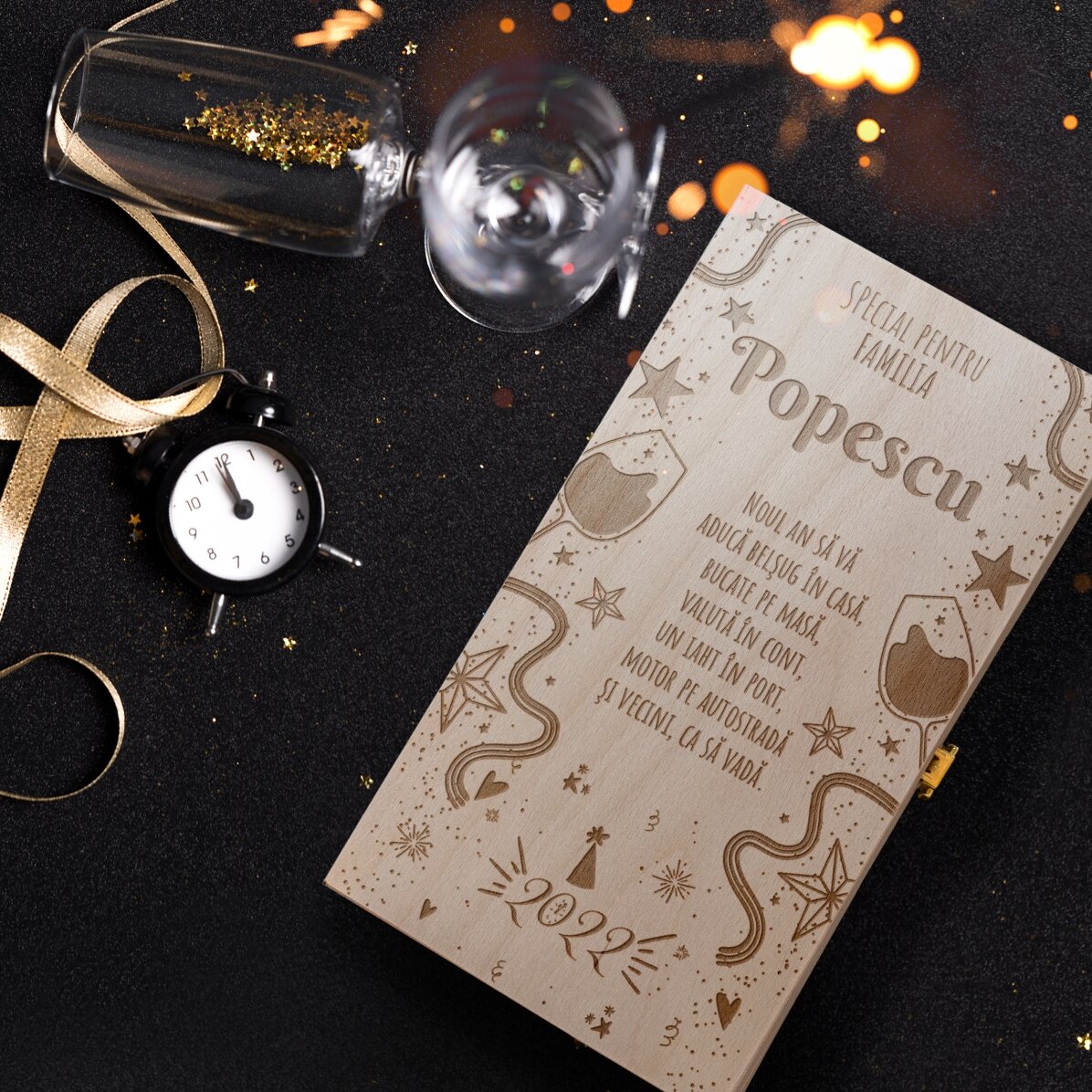 Scatola per vino personalizzata per due bottiglie con messaggio - Capodanno