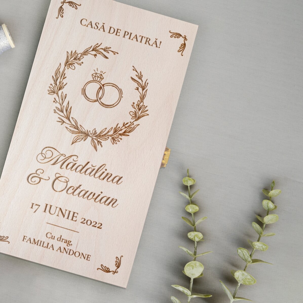 Scatola personalizzata per due bottiglie di vino con scritta - Casa de piatra