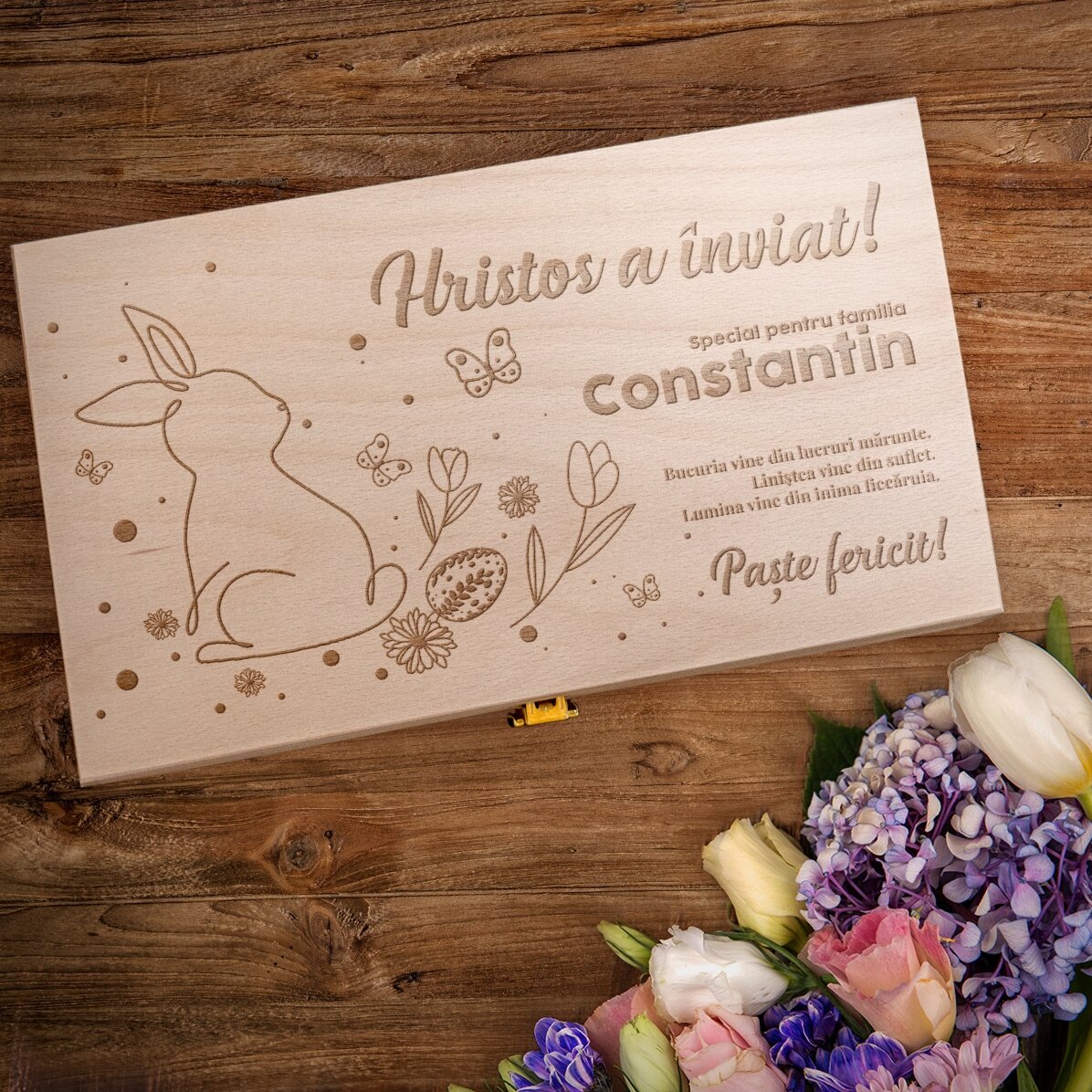 Scatola per vino personalizzata per due bottiglie con la scritta: “Cristo è risorto!”