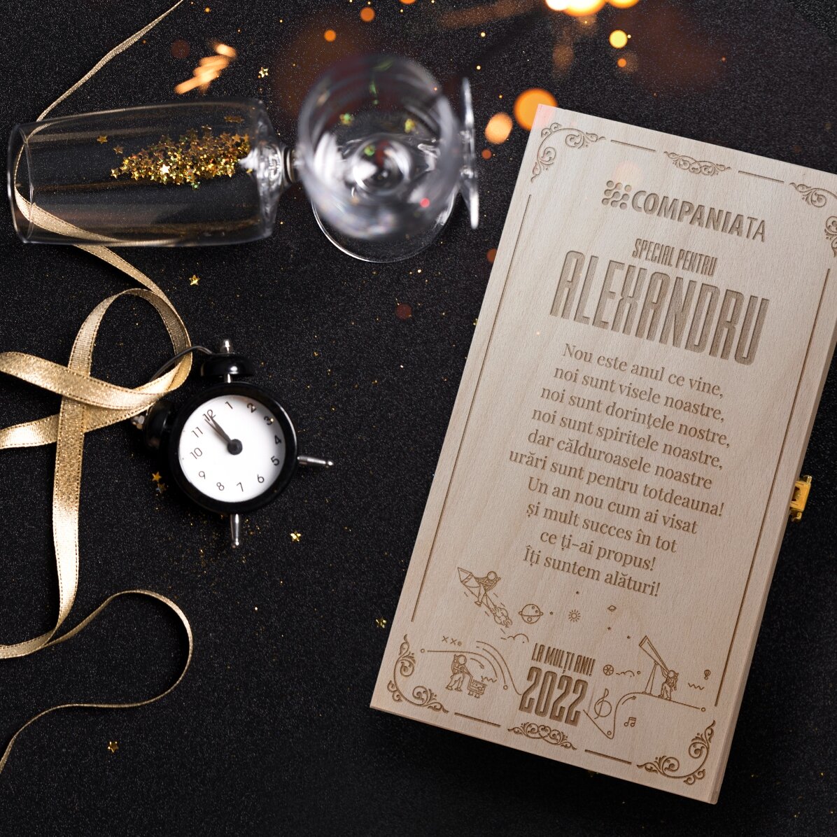 Confezione personalizzata per due bottiglie di vino con logo e messaggio - Buon compleanno!