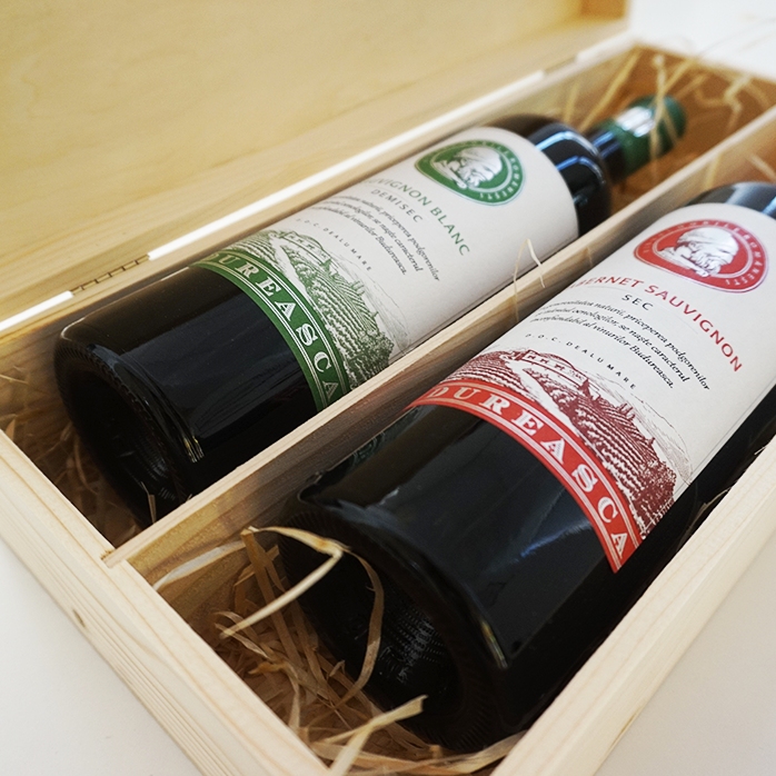 Confezione personalizzata per due bottiglie di vino, per i padrini