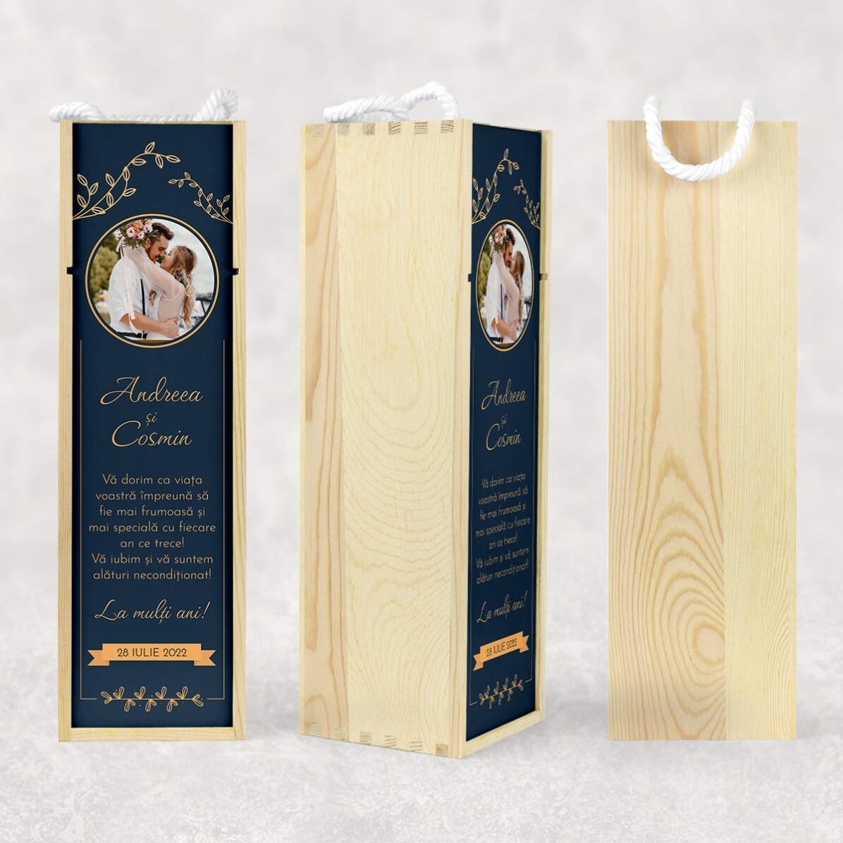 Scatola per vino personalizzata con foto e testo - Anniversario