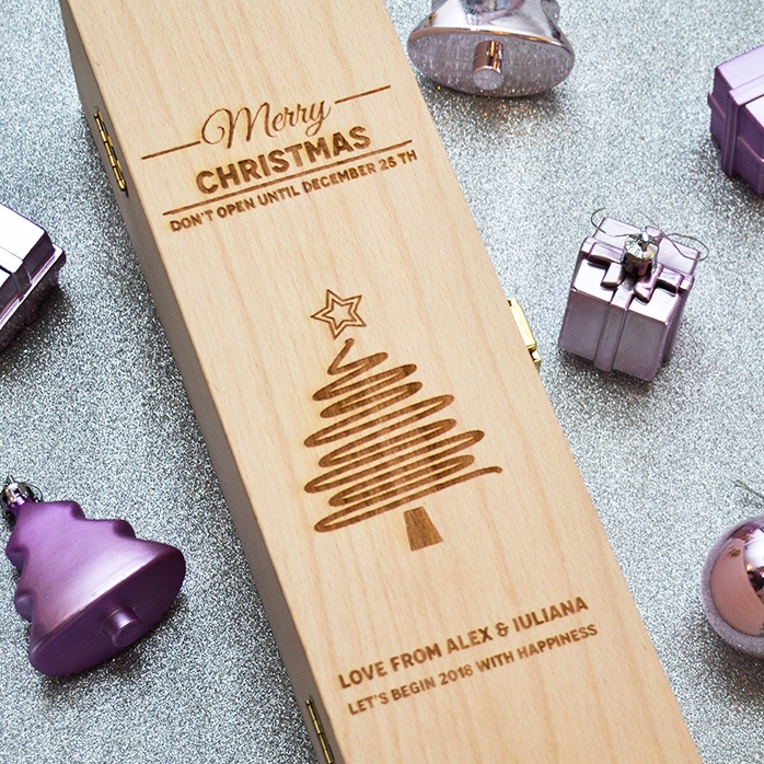 Scatola per vino personalizzata - Star Christmas Tree
